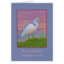 Birthday, Daughter-in-law, Great Egret Strolling a Cards