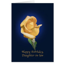 Birthday,  Daughter-in-law, Yellow Rose Bud Greeting Card
