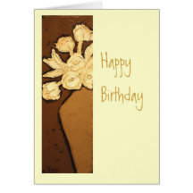 Birthday floral with creamy flowers greeting cards