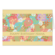 Birthday for Nana, Colourful Leaves on Yellow Card