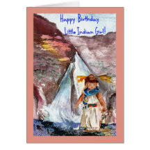 Birthday for the Little Indian girl Greeting Cards