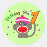 Birthday Girl "1" year old Round Sticker