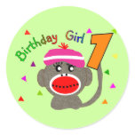Birthday Girl "1" year old Round Sticker