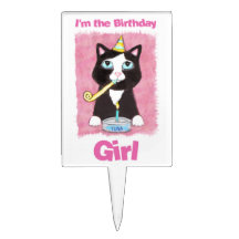 Birthday Girl Cat Cake Pick