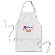 Birthday girl colourful Tshirt Aprons