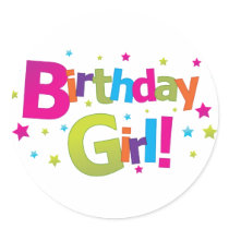 Birthday girl colourful Tshirt stickers