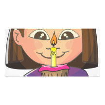 Birthday girl cupcakes photo card template