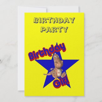 Birthday Girl Dinosaur Kids Party Invitation