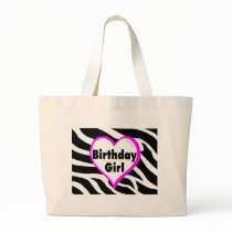 Birthday Girl (Heart Zebra Stripes) Canvas Bag