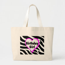 Birthday Girl (Heart Zebra Stripes) Canvas Bag