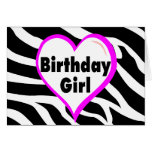Birthday Girl (Heart Zebra Stripes) Greeting Cards