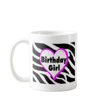Birthday Girl (Heart Zebra Stripes) Mugs