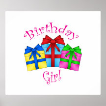 Birthday girl in pink with presents print