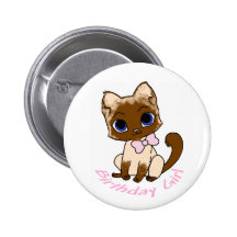 Birthday Girl Kitten Button