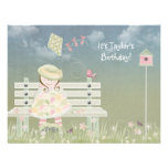 Birthday Girl on bench Personalized Announcements
