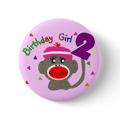 Birthday Girl --Two Year Old Pinback Buttons by JustKids123