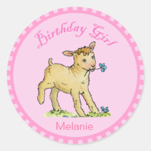 Birthday Girl with Little Lamb Stickers