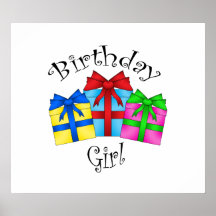 Birthday girl with presents print