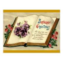 Birthday Greetings Book of Flowers Vintage 1912 Postcard