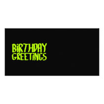 Birthday Greetings. Green and Black. Custom Photo Card Template