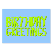 Birthday Greetings. Green and Blue. Custom