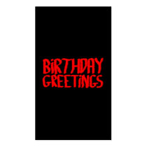 Birthday Greetings. Red and Black. Business Cards