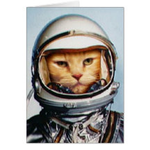 Birthday Greetings: Retro Astronaut Cat Card