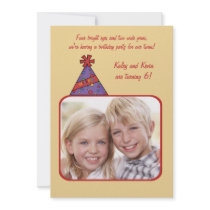 Birthday Hat - Photo Birthday Party  Invitation