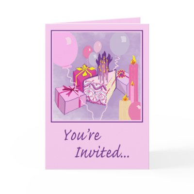 BIRTHDAY in PINK Invitation Greeting Card by gardensofeve