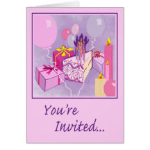 BIRTHDAY in PINK Invitation Greeting Card