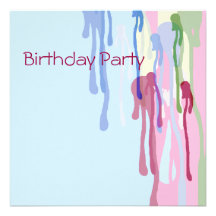 Birthday Invitation Blue Abstract