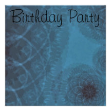 Birthday Invitation Blue Abstract