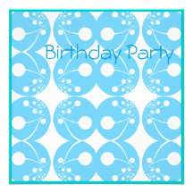Birthday Invitation Blue Circle Abstract