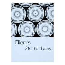 Birthday Invitation Blue Circle Abstract