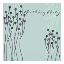 Birthday Invitation Blue Floral