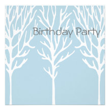 Birthday Invitation Blue tree