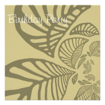 Birthday Invitation brown leaf