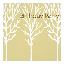 Birthday Invitation brown tree
