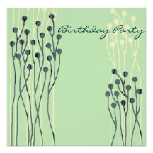 Birthday Invitation Floral Green