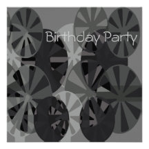 Birthday Invitation Grey Circle Abstract