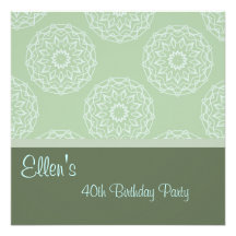 Birthday Invitation Mint Green Floral Abstract