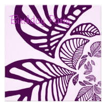 Birthday Invitation Purple Leaf