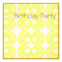 Birthday Invitation Yellow Circle Abstract