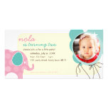 BIRTHDAY INVITE PHOTOCARD :: elephant + balloons 7 Personalized Photo Card