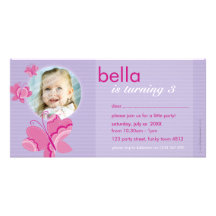 BIRTHDAY INVITE PHOTOCARD :: flutterbybutterfly 3 Photo Greeting Card