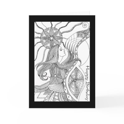 Birthday lady doodle cards by myslewis