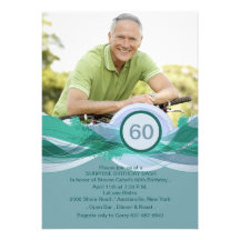 Birthday Milestone Blue Photo Invitation