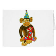 Birthday Monkey Holding One Greeting Card