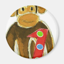 Birthday Monkey Holding One Refrigerator Magnets
