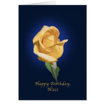 Birthday,  Niece , Yellow Rose Bud Cards